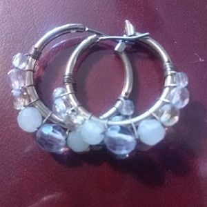 Grunge 1980s Crystal Hoop Earrings